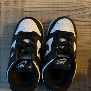 Nike Kids Black and White Low-Top Sneakers with Swoosh